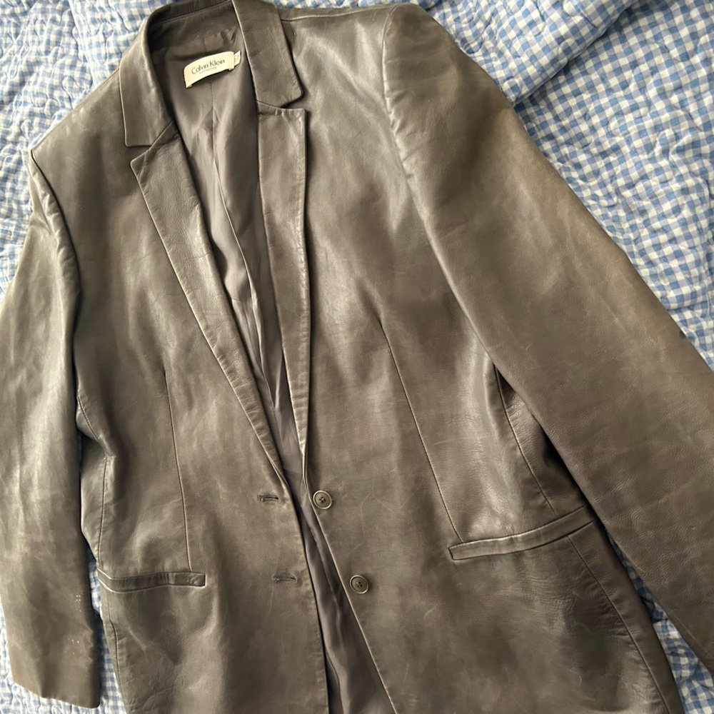 Grey Leather Jacket - Picture 7 of 9